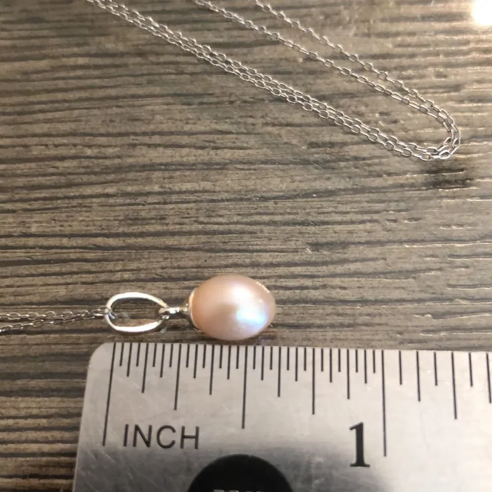 Nataliya V Collister NVC Pink Pearl Drop Sterling Silver Necklace